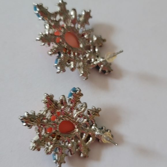 Tear Drop Colorful Earrings Post back - Picture 3 of 3